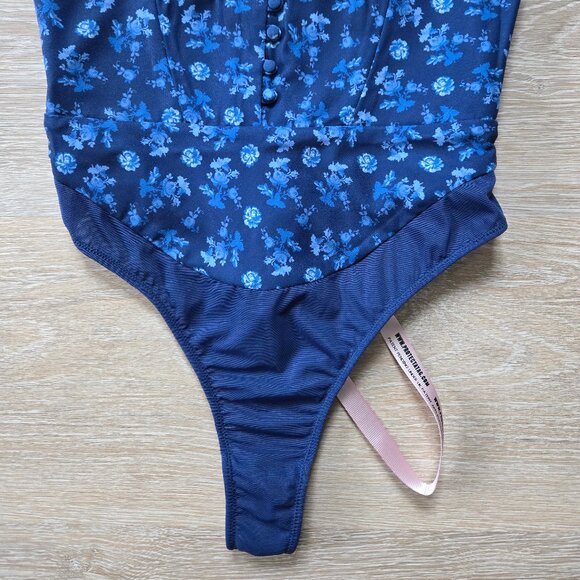 HOUSE OF CB “Savia” Floral Corset Bodysuit in sapphire blue Small  New With Tags - Picture 8 of 17